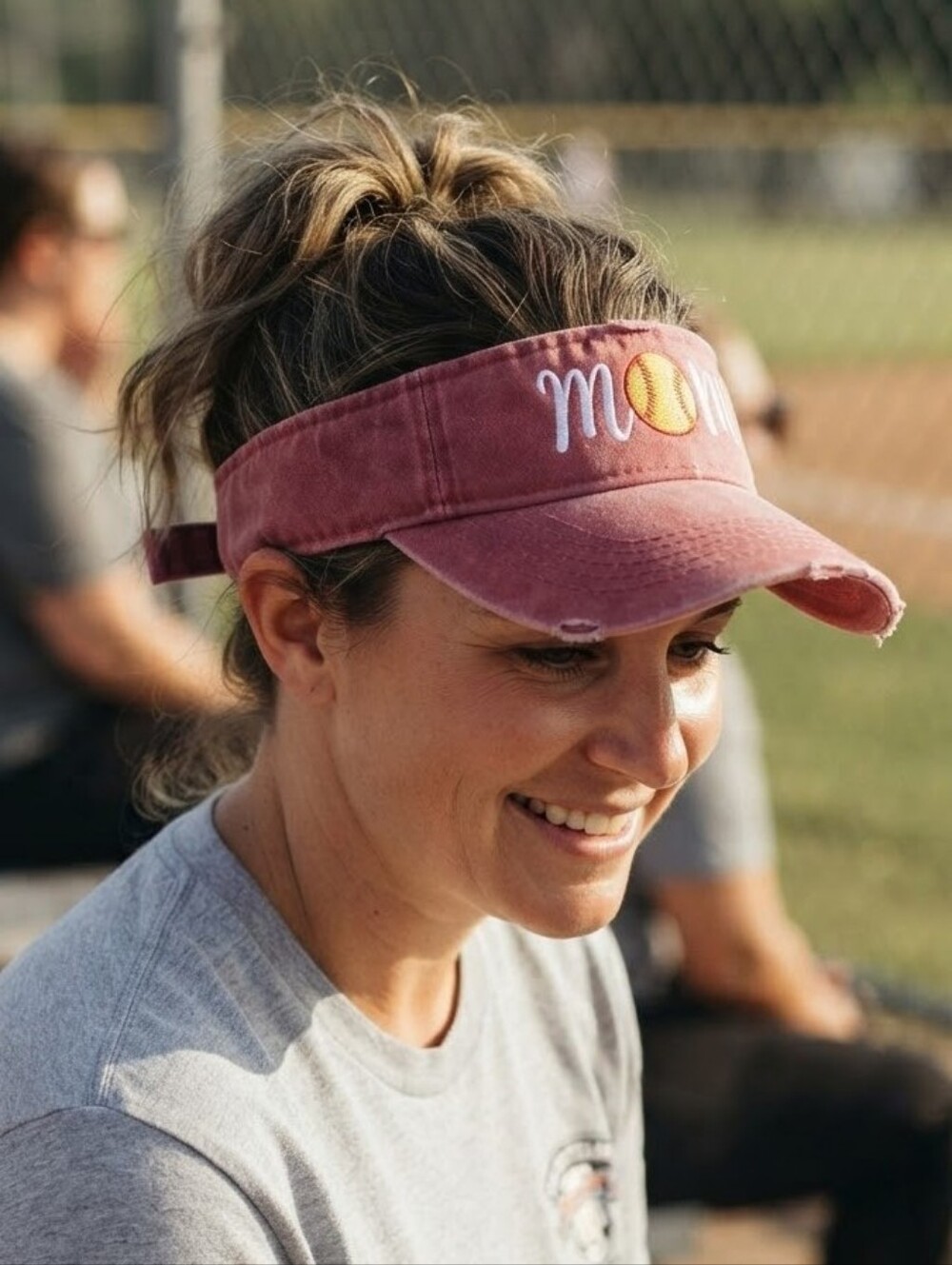ADAMS Distressed Pink Softball "Mom" Visor